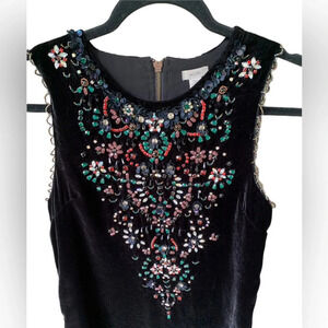 Urban‎ Outfitters Ecote Embellished Black Velvet Mini Dress S | Boho Goth Glam